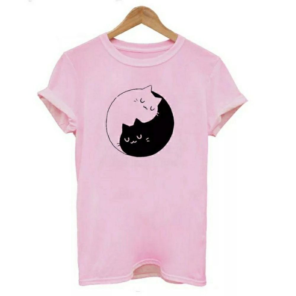 Yin Yang Cats Cat Mom Peace Tee Shirt - Picture 1 of 6